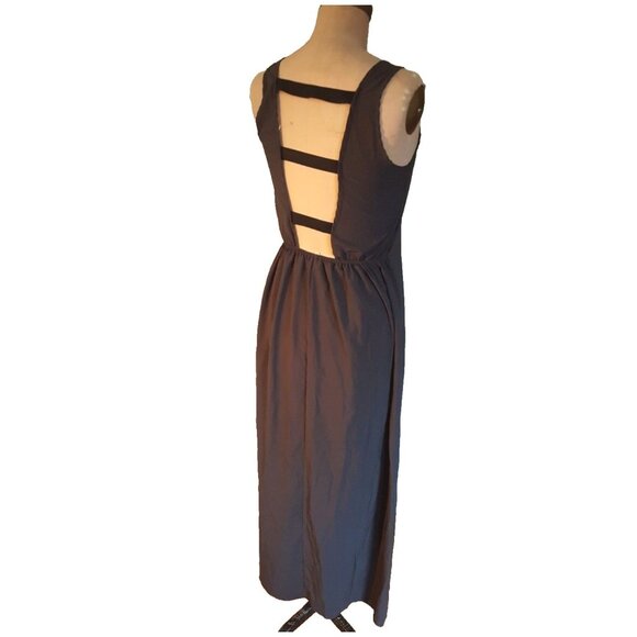 Tea n Rose maxi long gray cut out strappy back straight tank tunic maxi dress S - Picture 1 of 11